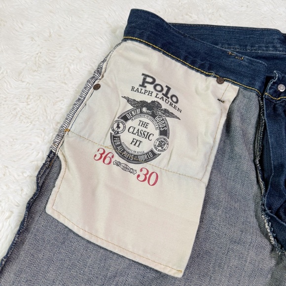 POLO Ralph Lauren Men Dark Wash Straight Fit Jeans US36 Western Preppy Classic - Picture 6 of 12